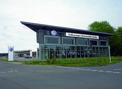 So könnte der Standort Spandau von Volkswagen Automobile Berlin später aussehen (Fotomontage).