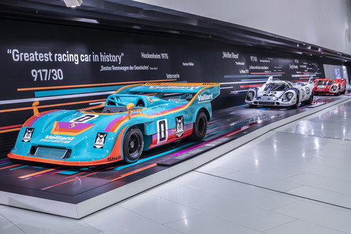 Sonderausstellung „50 Jahre Porsche 917 – Colours of Speed“ im Porsche Museum.