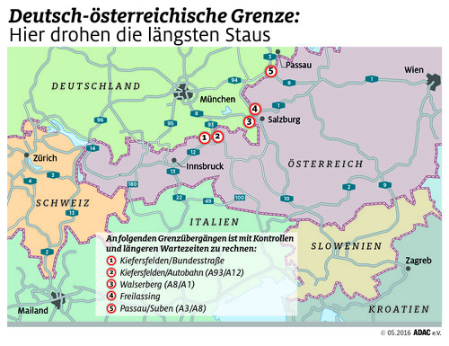 Staukarte Deutsch-Österreichische -Grenze.