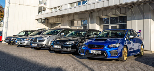 Subaru-Modellhistorie am Firmensitz im hessischen Friedberg.