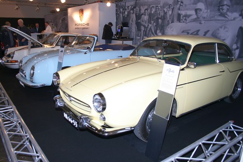 Techno-Classica 2014: Beutler-Porsche (im Vordergrund) und Wendler-Volkswagen (beide 1957).