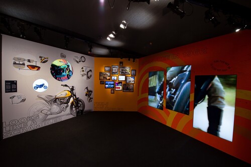 Temporäre Ausstellung „Scrambler 60th“ im Ducati-Museum.