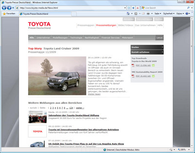 Toyota hat seine Medienseite überarbeitet.