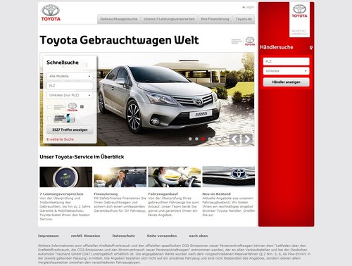 Toyota-Internetportal „Gebrauchtwagen-Welt“.