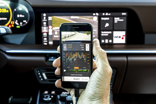 Track-Precision-App von Porsche auf dem Smartphone.