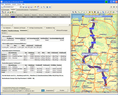 TÜV-Zertifizierung der Emissionsberechnung bei "map&guide professional" .