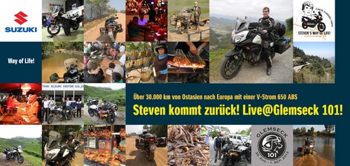 Über acht Monate war Steven Hofmann auf einer  serienmäßigen Suzuki V-Strom 650 ABS von Asien nach Deutschland unterwegs.