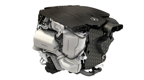 Vier-Zylinder-Diesel OM 654 von Mercedes-Benz: Die Abgas-Nachbehandlung sitzt komplett am Motor.