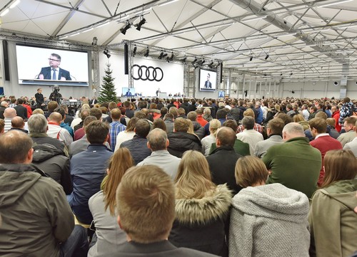 Vierte Betriebsversammlung des Jahres bei Audi in Ingoldstadt.