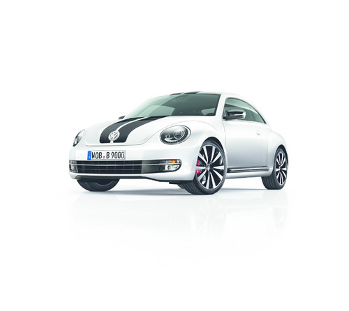 Volkswagen Beetle mit Zwei-Streifen-Dekor.