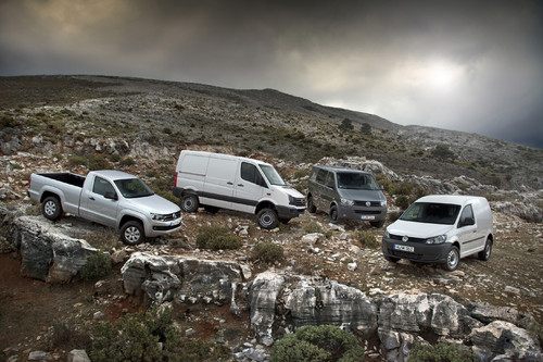 Volkswagen bietet in allen vier Nutzfahrzeugbaureihen Allradantrieb an.