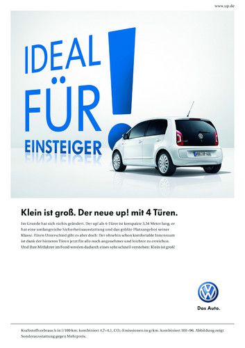Volkswagen-Kampagne für den viertürigen Up.