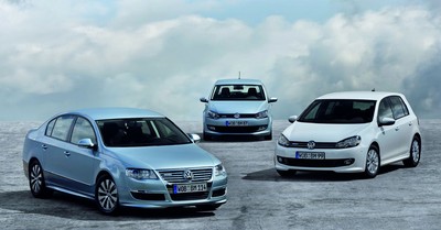 Volkswagen Polo Blue Motion, Golf Blue Motion und Passat Blue Motion.