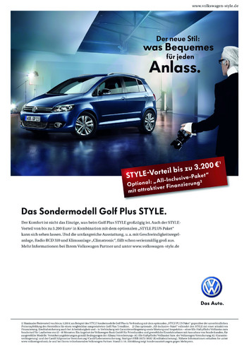 Volkswagen präsentiert &quot;Style&quot;-Sondermodelle.