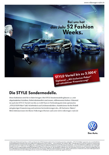 Volkswagen präsentiert &quot;Style&quot;-Sondermodelle.