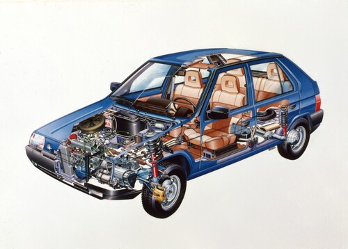 Volkswagen testete 1987 einen Prototyp des Skoda Favorit mit eigenen Motoren der Baureihen EA 827 und EA 111.