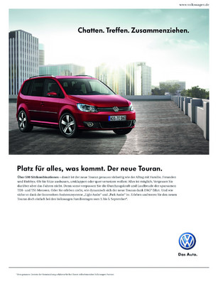 Volkswagen Touran Kampagne „Platz für alles was kommt“.