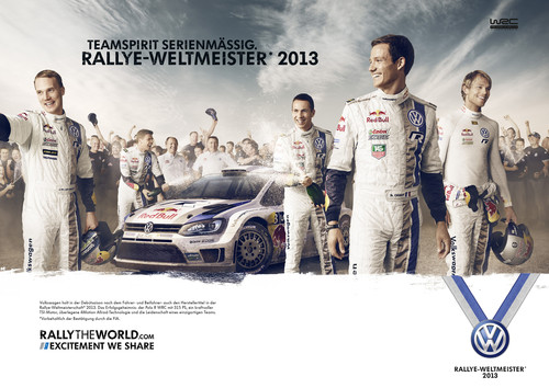 Volkswagen-Werbekampagne "World Rally Champions" mit Sebastien Ogier. 