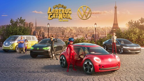 Volkswagens ID-Modelle in dem Animationsfilm „Miraculous: Ladybug &amp; Cat Noir, The Movie“.