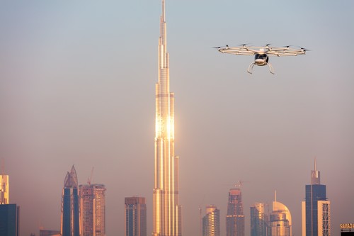 Volocopter beim Testflug in Dubai. 