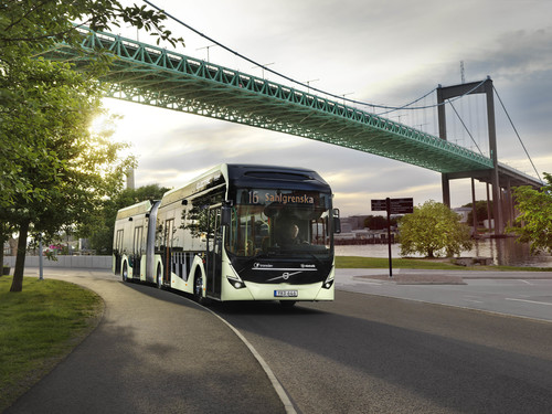 Volvo 7900 Electric Articulated Concept Bus im Testbetrieb in Göteborg.