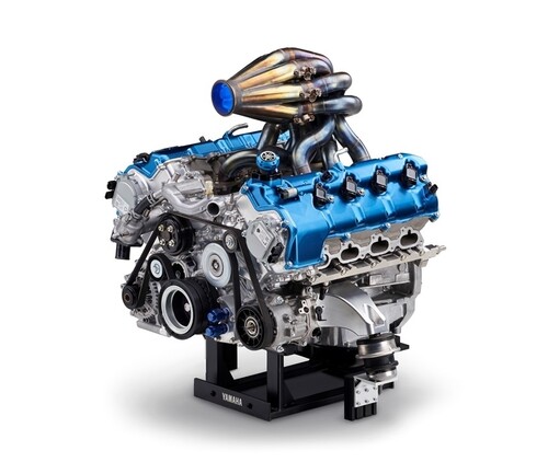 Von Yamaha modifizierter V8-Motor für den Betrieb mit Wasserstoff.
