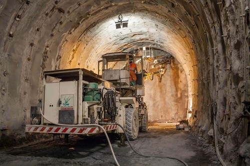 Vorbereitung einer Sprengung bei den Bauarbeiten am Brenner-Basistunnel.