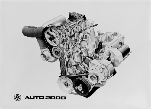 VW-Museum: Volkswagen Auto 2000 (1981): Phantombild Diesel-3-Zylinder.