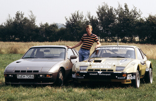 Walter Röhrl zwischen dem Porsche 924 Carrera GTS Rallye und einem 924 Turbo (1981). 	