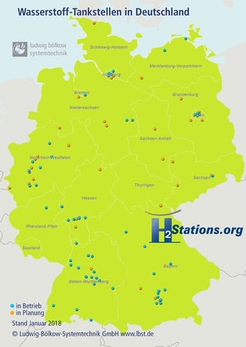 Wasserstoff-Tankstellen in Deutschland.