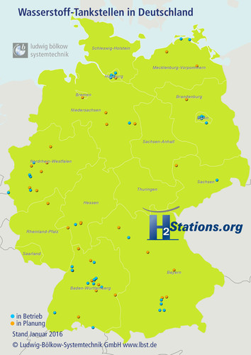 Wasserstofftankstellen in Deutschland.