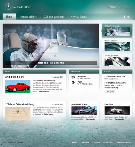 Webspecial von Mercedes-Benz zum 125. Geburtstag des Automobils.