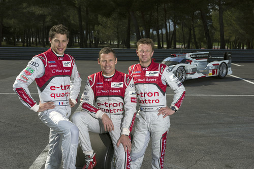 WEC-Weltmeister 2013: Loic Duval (F), Tom Kristensen (DK) und Allan McNish (GB) vom Audi-Team Joest.