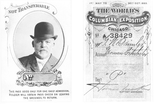 Wegbereiter des Automobils in der Neuen Welt: Ausstellerausweise von Gottlieb Daimler für die Weltausstellung 1893 in Chicago, USA.