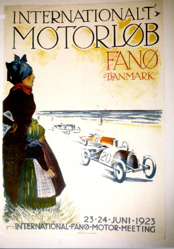 Werbeplakat für das Strandrennen 1923 auf der dänischen Insel Fanö.