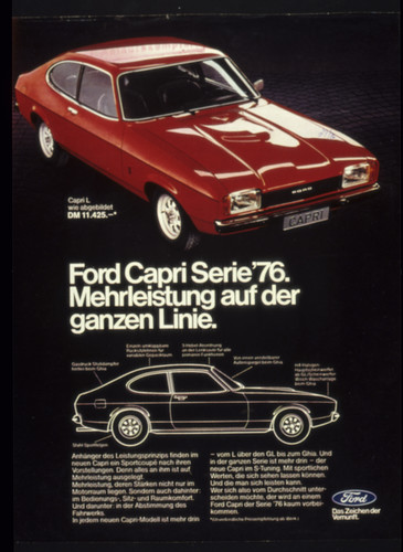 Werbeplakat für den Ford Capri II (1974–1977).