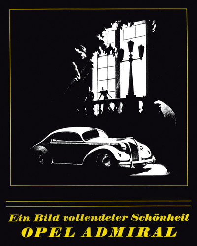Werbeplakat für den Opel Admiral (1937).