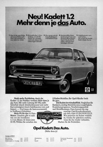 Werbung für den Opel Kadett B (1965 - 1973).
