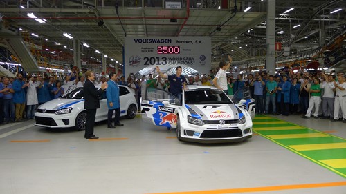 WRC-Weltmeister besuchen VW-Werk in Pamplona.