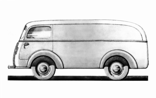 Zeichnung des Opel Blitz Lieferwagen 1,5-23 COE (1937). 