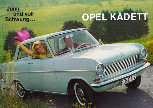 Zeitgenössische Werbung für den Opel Kadett A (1962–1965).