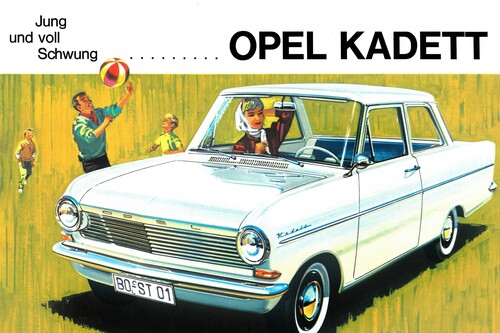 Zeitgenössische Werbung für den Opel Kadett A (1962–1965).