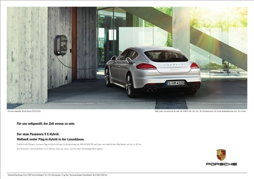 Zeitungsanzeige zum Porsche Panamera S E-Hybrid.