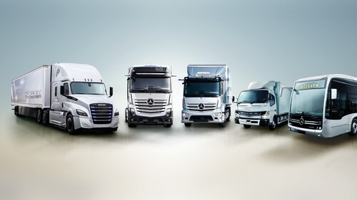 Zu Daimler Truck gehören unter anderem die Marken Freightliner, Mercedes-Benz und Fuso.