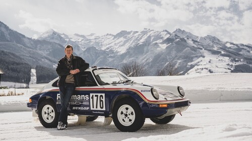 Zwei Legenden: Der Porsche 911 Carrera 3.2 4x4 Paris-Dakar (953) und Walter Röhrl.