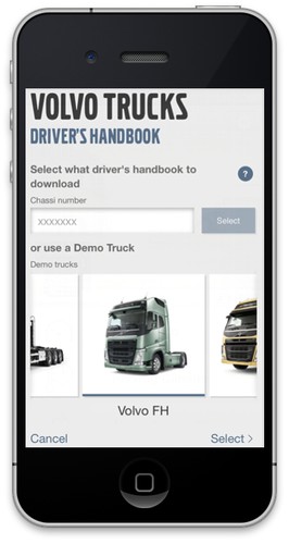 Fahrerhandbuch-App von Volvo Trucks.