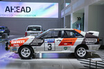 Audi Quattro Rallye in der Ausstellung „Ahead – Stories of Transformation“ der Berliner Konzernrepräsentanz  von Volkswagen.