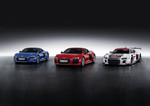 Audi R8 (v.l.): E-Tron,  V10 Plus und LMS.