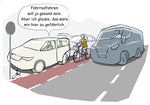 Comic: "Sicherheitsabstand Radfahrer". 