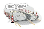 In Autobahn-Baustelle gilt für die linke Spur oft eine maximale Fahrzeugbreite von zwei Metern.